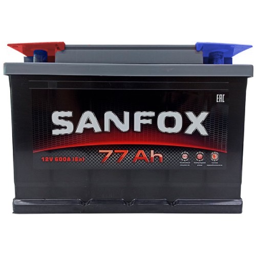 Аккумулятор автомобильный SanFox 6ст-77 Ач 600 А (п.п.)